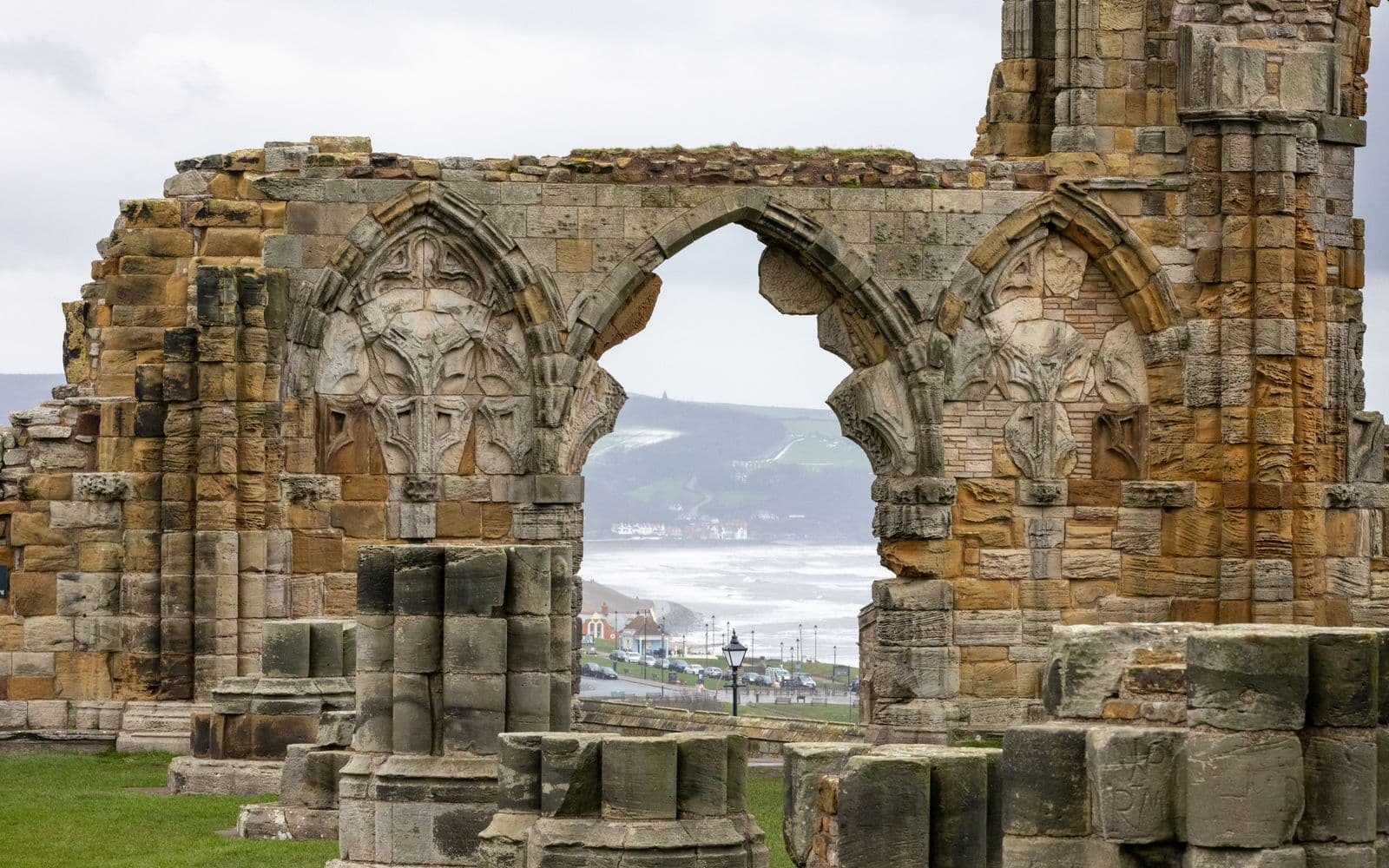 Whitby Abbey ruins above the Yorkshire coast