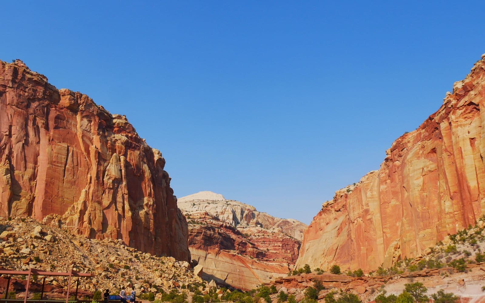 Layered red-rock cliffs in Capitol Reef National Park, Utah