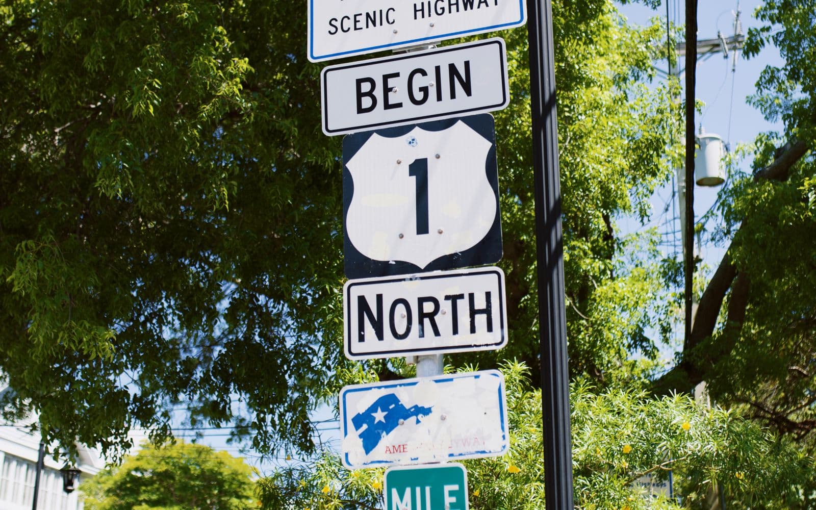 The Mile 0 marker at the end of US-1 in Key West, Florida