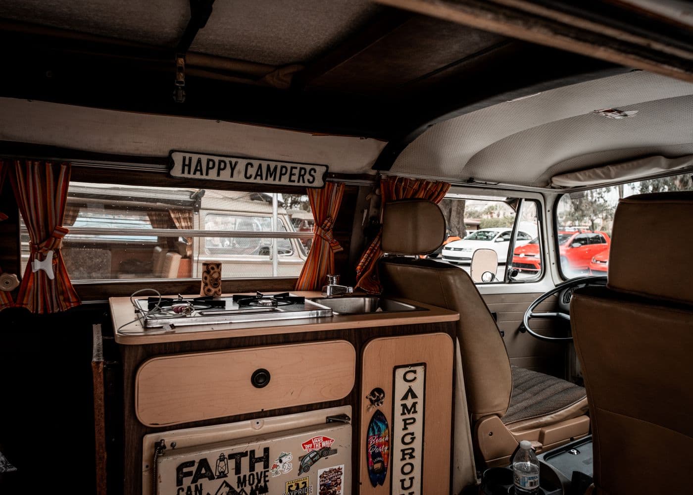 Compact campervan kitchen with a sink and water system