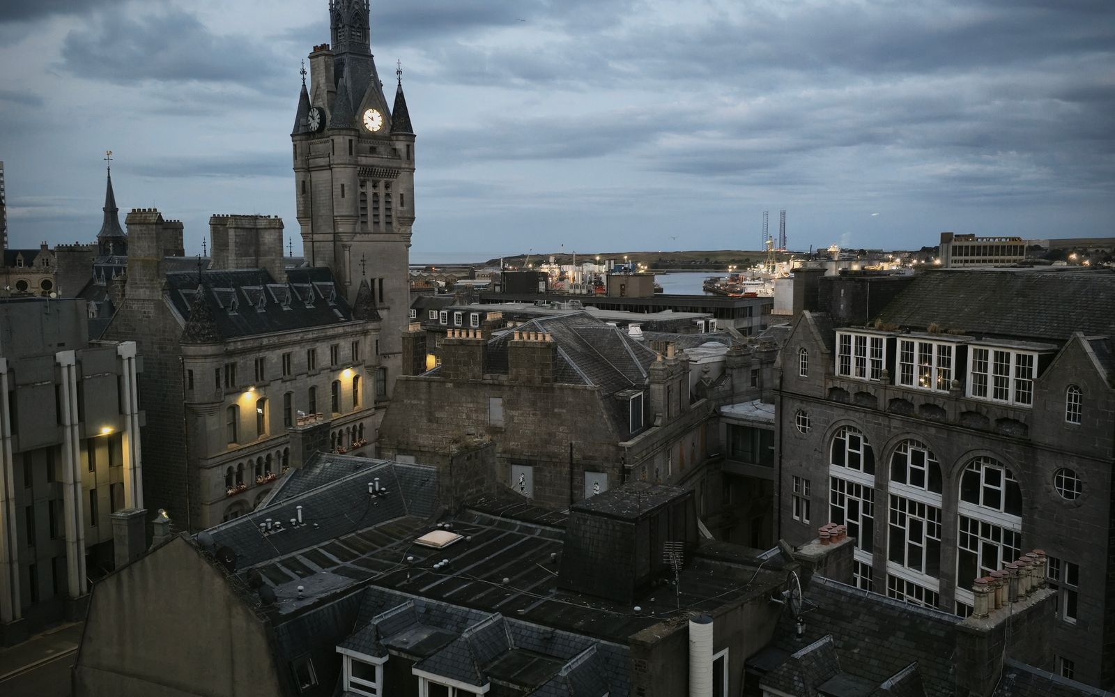 The Aberdeen cityscape at twilight, Scotland