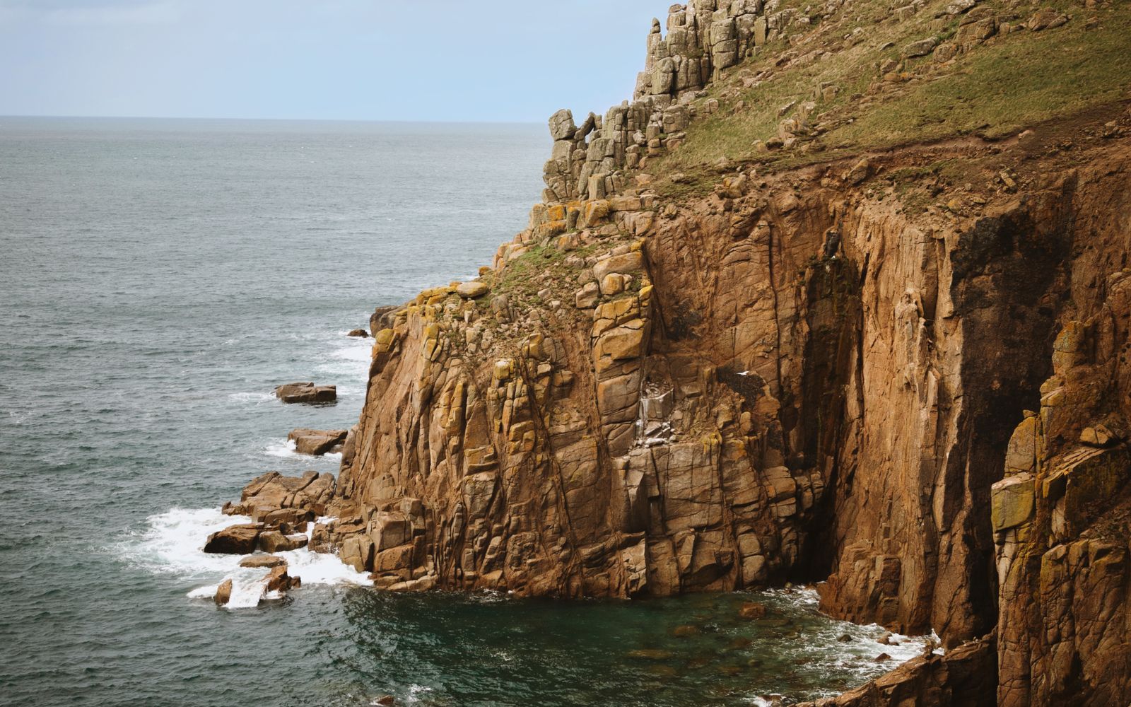 Rugged coastal cliffs in Cornwall, England