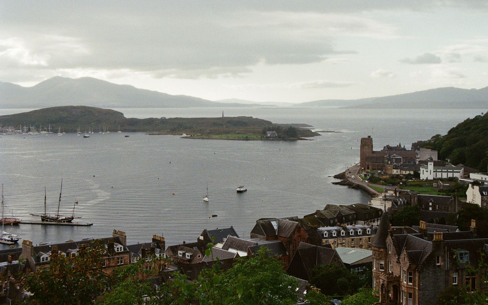 Boats and buildings around Oban Bay, Scotland