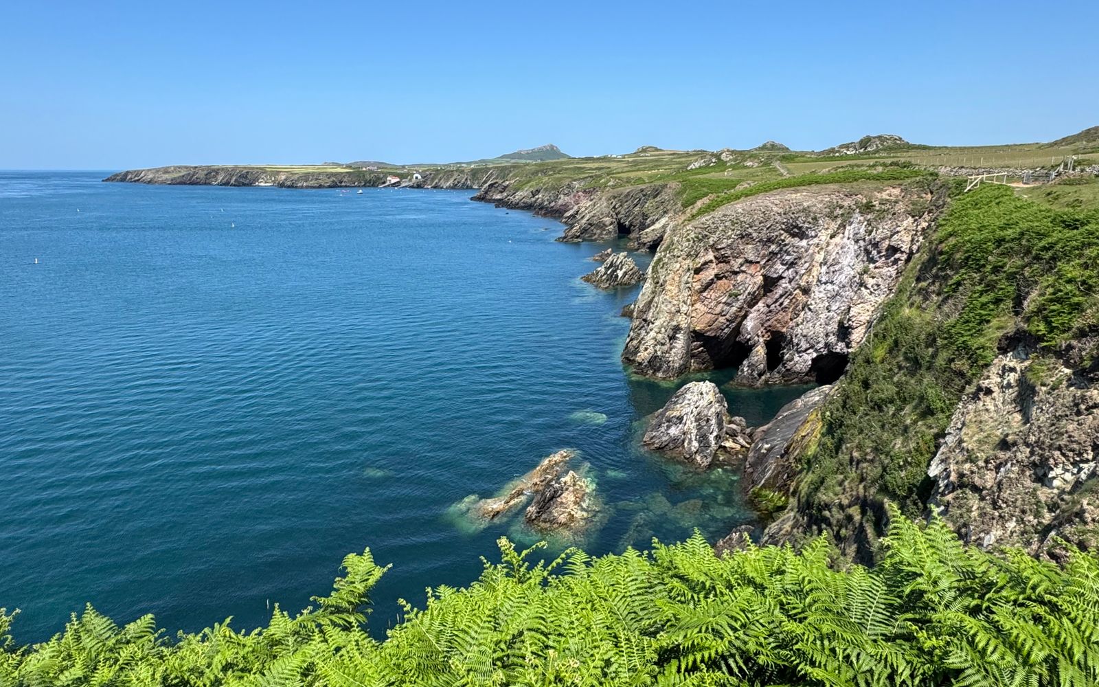Clear blue water and cliffs on the Pembrokeshire coast