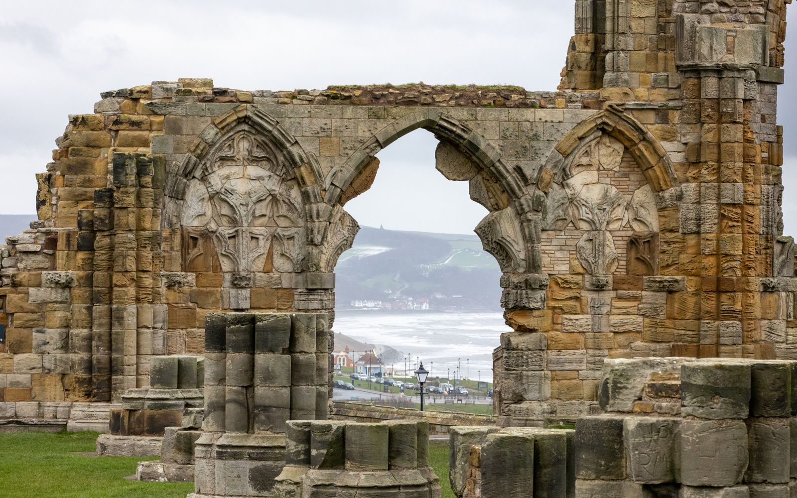 Whitby Abbey ruins above the Yorkshire coast