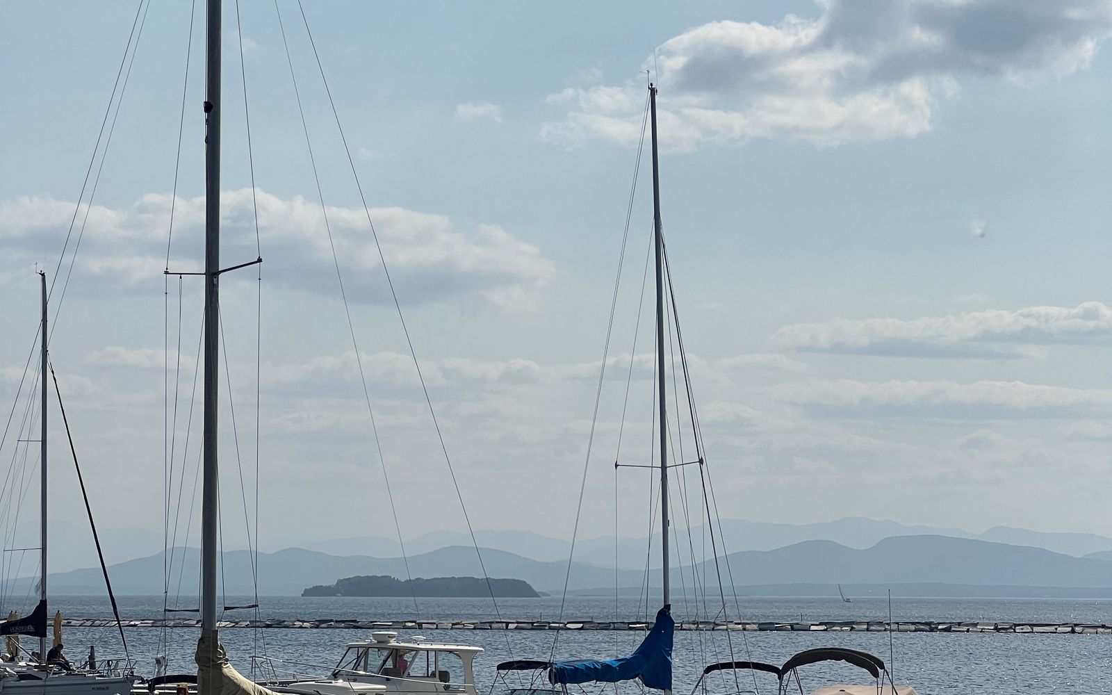 Sailboats on Lake Champlain at Burlington, Vermont