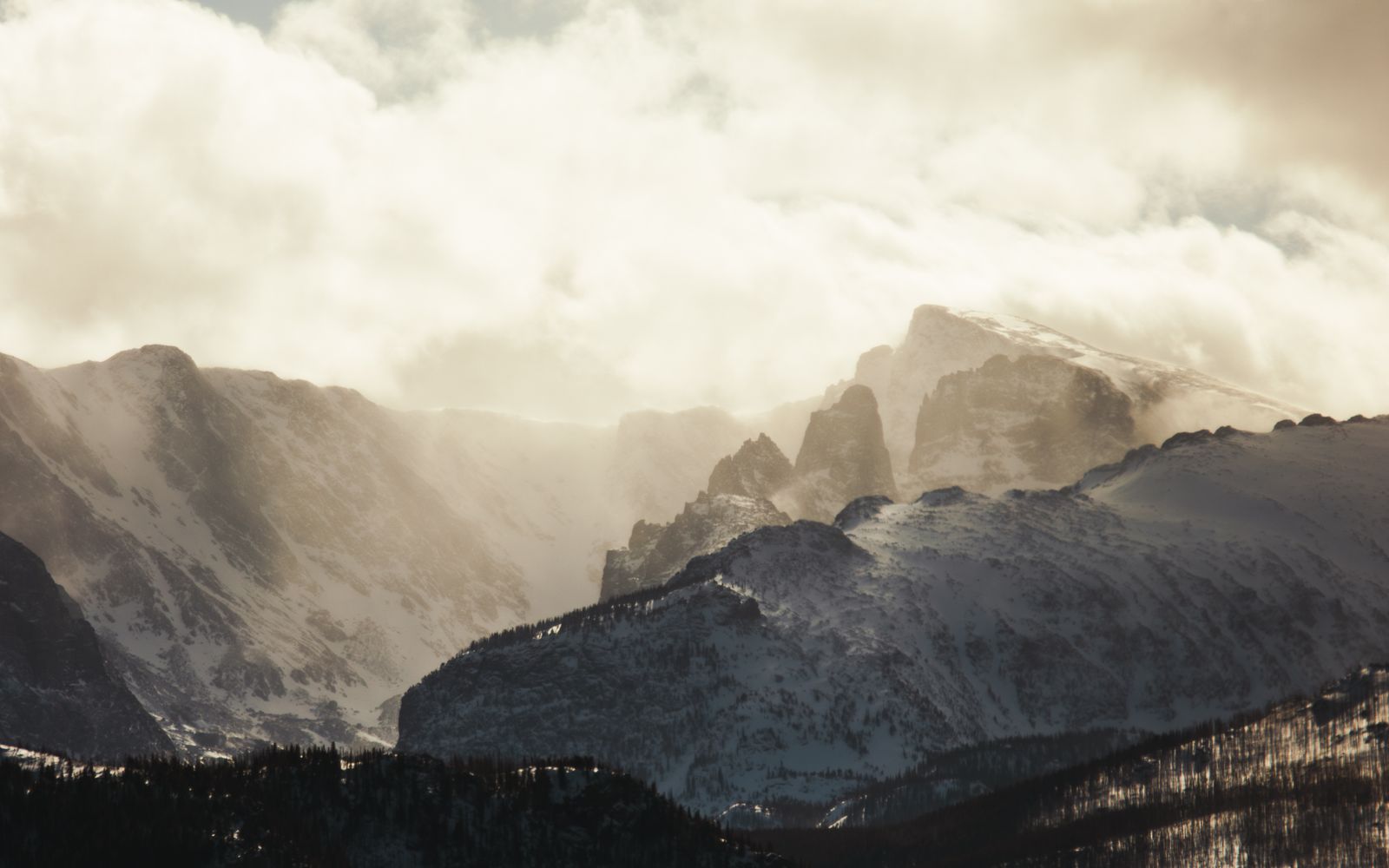 The Rocky Mountains at sunset near Denver, Colorado