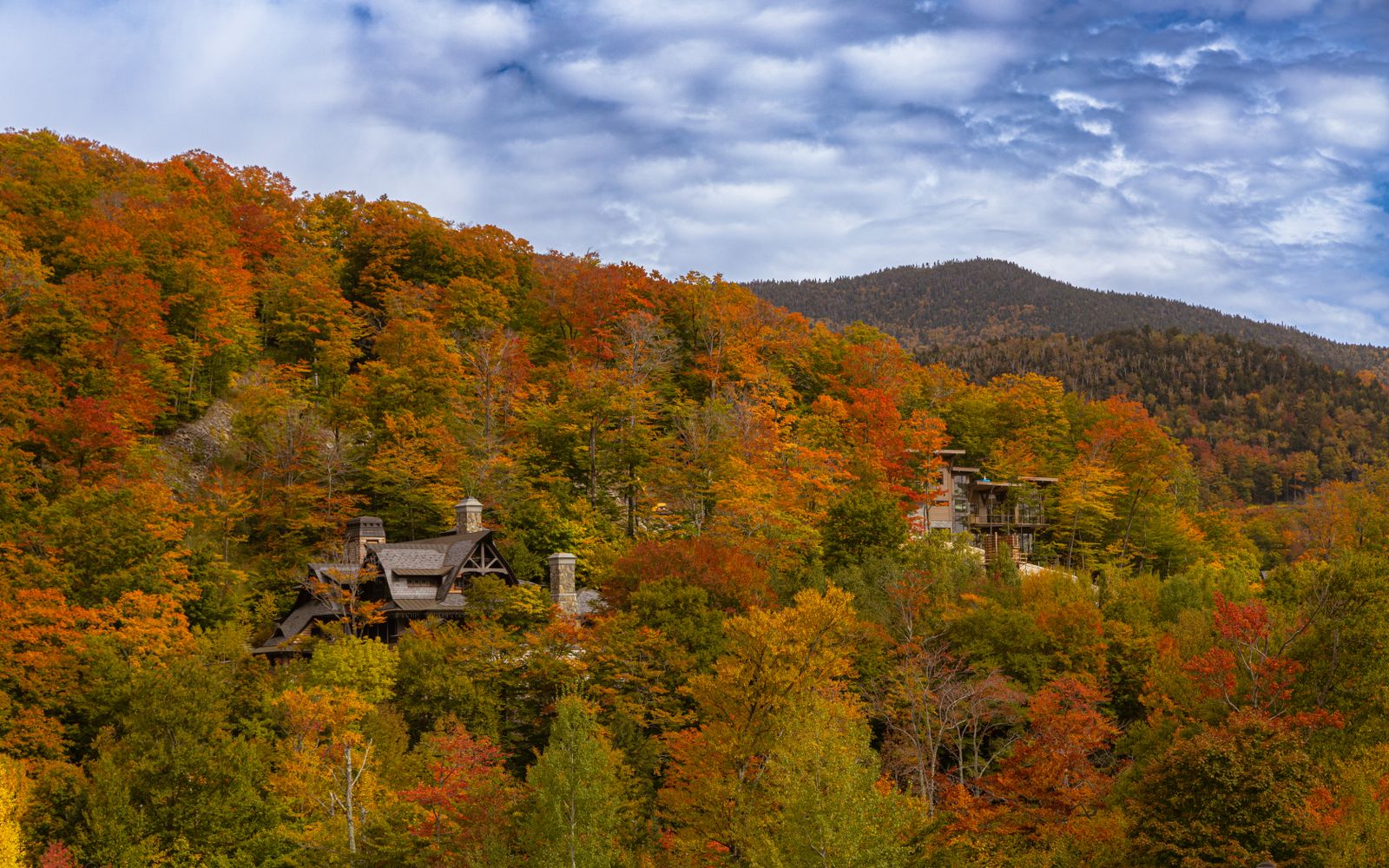 Autumn foliage in the Green Mountains near Stowe, Vermont