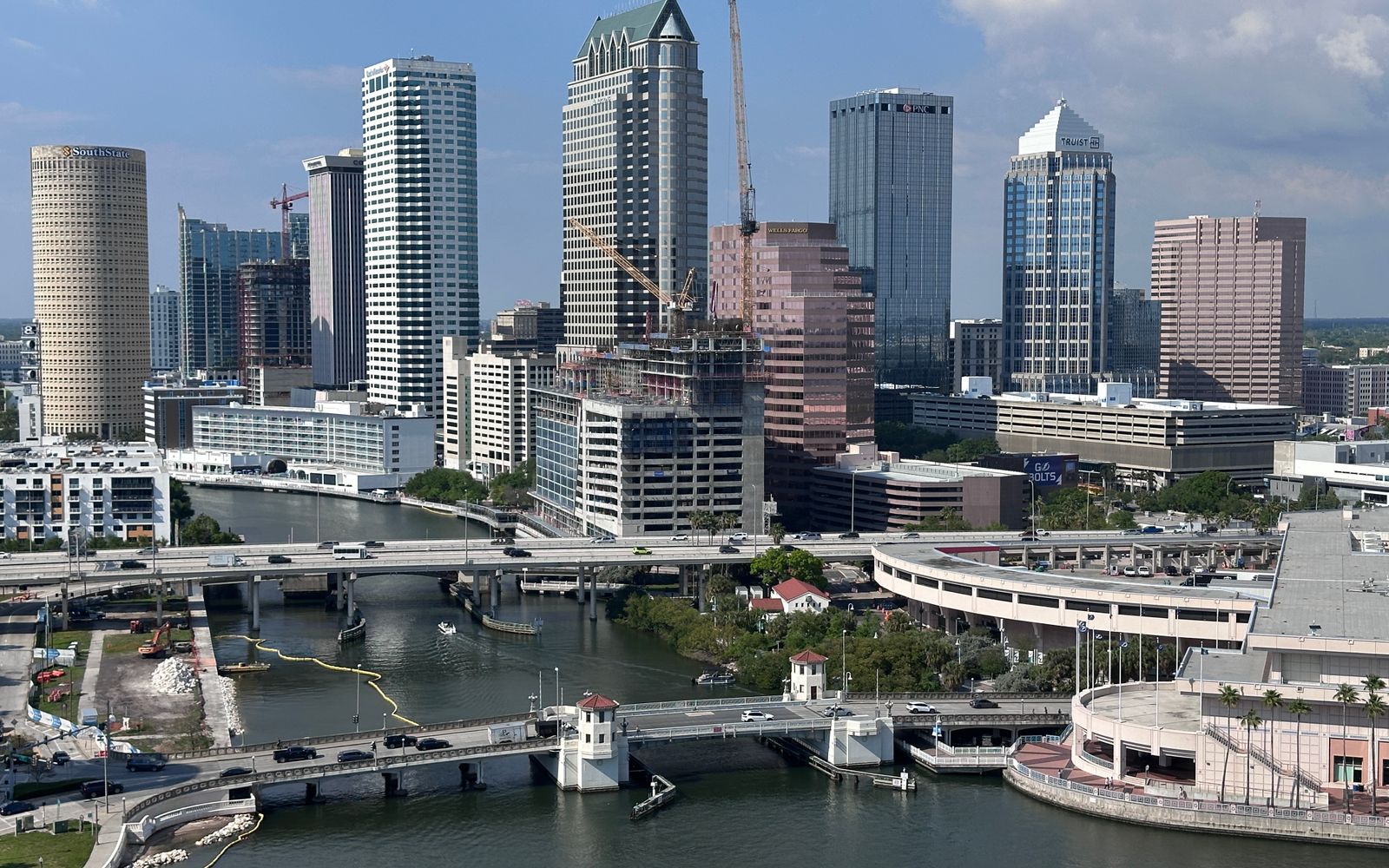 Downtown Tampa and the river from above, Florida