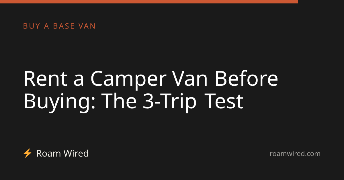 Rent a Camper Van Before Buying: The 3-Trip Test